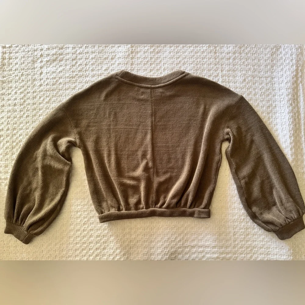 Free People FP Beach Happy Pullover Balloon Sleeve Sweater Brown Womens XS S